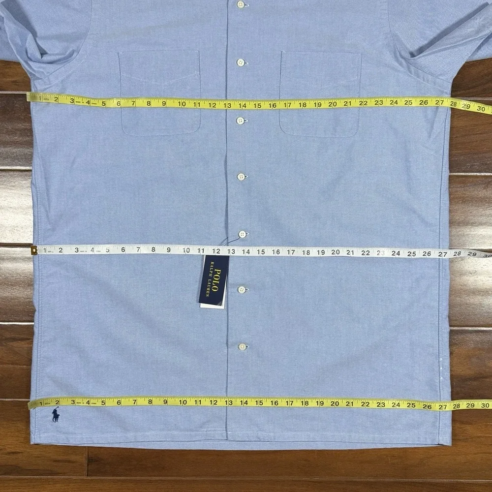 Polo Ralph Lauren Men's Size XLT Blue‎ Oxford Camp Button Up Shirt S/S